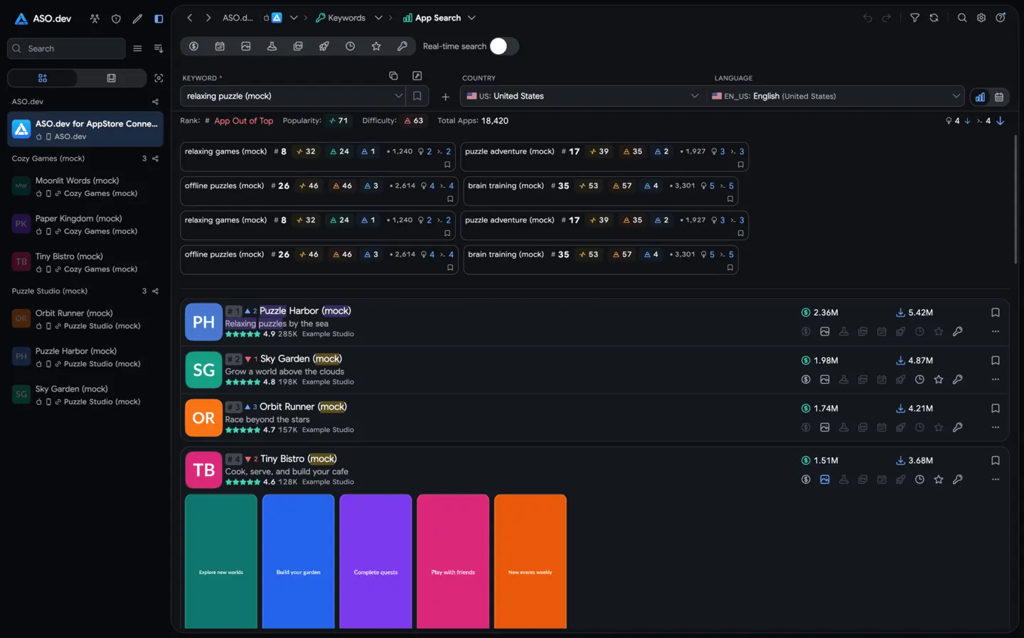 Keywords: Search App by keyword